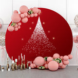 Allenjoy Red Starlight Glitter Circle Christmas Backdrop