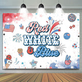 Allenjoy Red White Blue American Flag Stars Birthday Backdrop