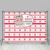 Allenjoy Red White Christmas Ugly Sweater Party Backdrop