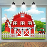 Allenjoy Red Windmill Farm Birthday Party Backdrop Kids