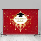 Allenjoy Red With Gold Congratulations Graduates Backdrop