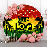 Allenjoy Red Yellow Green Trees Round 1St Birthday Backdrop