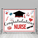 Allenjoy Redn And Black Theme Congratulations Nurse Backdrop