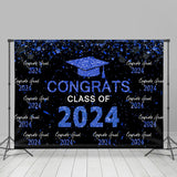 Allenjoy Repeat Congrats Grad Blue Black Graduation Backdrop