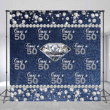 Allenjoy Repeat Denim Diamond 50Th Custom Birthday Backdrop