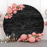 Allenjoy Retro Black Brick Wall Round Backdrop Birthday