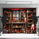 Allenjoy Retro Santa House Christmas Tree Photoshoot Backdrop