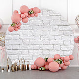 Allenjoy Retro Scratched White Brick Round Birthday Backdrop