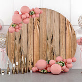 Allenjoy Retro Wooden Board Plank Circle Birthday Backdrop