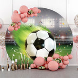 Allenjoy Ribbon Football Field Grass Circle Birthday Backdrop