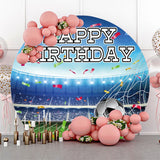 Allenjoy Ribbon Football Goal Stadium Round Birthday Backdrop