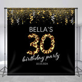 Allenjoy Ribbons Leopard Black Custom 30Th Birthday Backdrop