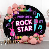 Allenjoy Rock Star Musical Black Round Backdrop Birthday