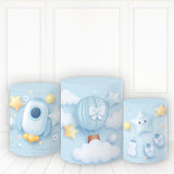 Allenjoy Rocket Air Balloon Pillar Wrap Blue Theme Cylinder Cover