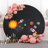 Allenjoy Rocket And Universe Round Birthday Backdrop For Boy