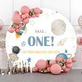 Allenjoy Rocket Planets Boys 1St Round Birthday Backdrop