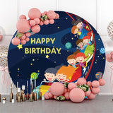 Allenjoy Roller Coaster Child Galaxy Round Birthday Backdrop