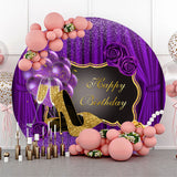 Allenjoy Romantic Purple High Heels Round Birthday Backdrop