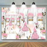 Allenjoy Romantic Shopping Girl Pink Rose Birthday Backdrop