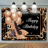 Allenjoy Rose Gold Balloons Glitter Heels Birthday Backdrop