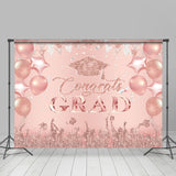 Allenjoy Rose Gold Glitter Balloon Flag Graduation Backdrop