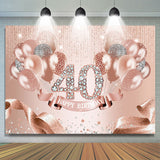 Allenjoy Rose Golden Balloons Happy 40Th Birthday Backdrop