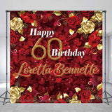 Allenjoy Roses Red Gold 50Th Personalized Birthday Backdrop