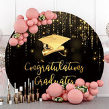 Allenjoy Round Bachelor Cap Congratulatiaons Graduate Backdrop