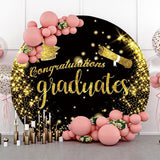 Allenjoy Round Black Gold Congratulation Backdrop Grad