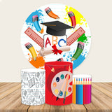 Allenjoy Round Cartoon Kindergarten Graduation Backdrop Kit