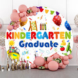 Allenjoy Round Cute Stationery Kindergarten Graduate Backdrop