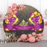 Allenjoy Round Glitter And Balloons Happy Birthday Backdrop