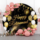 Allenjoy Round Gold Glitter Balloon Happy Retirement Backdrop