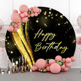 Allenjoy Round Gold Glitter Star Ribbon Birthday Backdrop