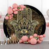 Allenjoy Round Gold Mysterious Mandala Hamasa Hand Backdrop