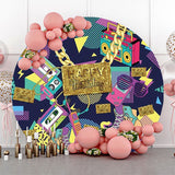 Allenjoy Round Golden Necklace Music Disco Birthday Backdrop