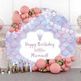 Allenjoy Round Little Mermaid Pearl Scales Birthday Backdrop