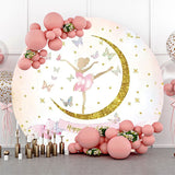 Allenjoy Round Moon Butterfly Ballet Girl Birthday Backdrop