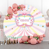 Allenjoy Round Pink Circus Stars Rainbow Birthday Backdrop