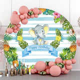 Allenjoy Round Plants With Little Elephant Birthday Backdrop