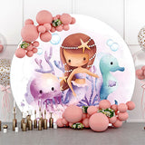 Allenjoy Round Purple Jellyfish Mermaid Birthday Bakcdrop