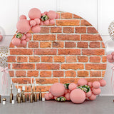 Allenjoy Round Retro Red Brick Wall Backdrop Birthday