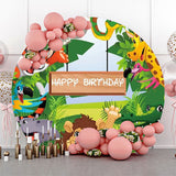 Allenjoy Round Safari Happy Lion Animals Birthday Backdrop