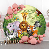 Allenjoy Round Safari Jungle Wild Animal Birthday Backdrop