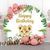 Allenjoy Round Safari Lion Baby Birthday Backdrop Kids