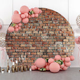 Allenjoy Round Shabby Classic Brick Wall Birthday Backdrop