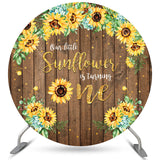 Allenjoy Round Sunflower Wooden Happy 1St Birthday Backdrop