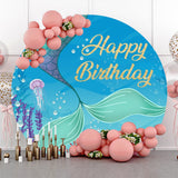 Allenjoy Round Undersea Glitter Mermaid Birthday Backdrop