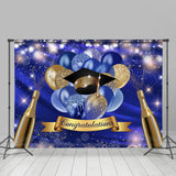 Allenjoy Royal Blue Ballons Bokeh Glitter Congratulations Backdrop