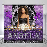 Allenjoy Royal Purple Black Balloon Custom Birthday Backdrop